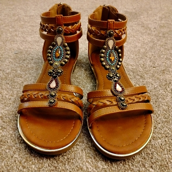 Boho Chic Embellished Sandals - Picture 1 of 3